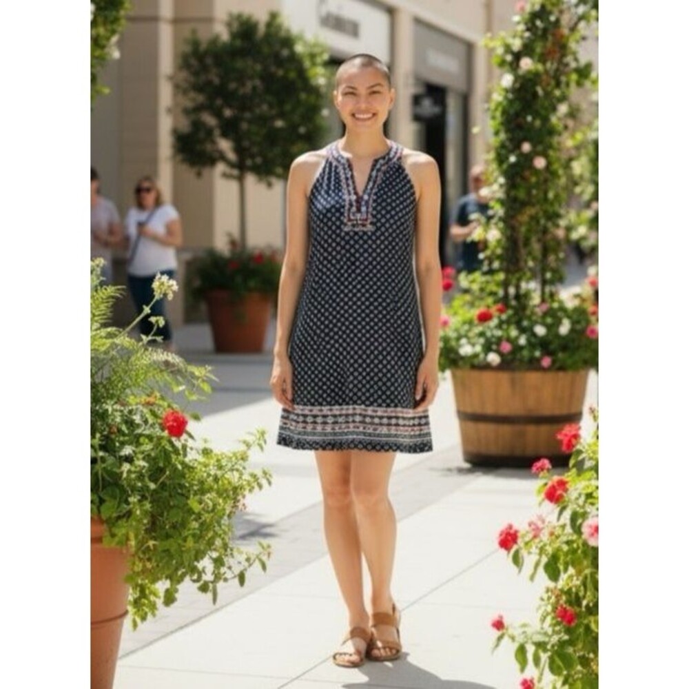 THML Anthropologie NEW! summer A-line dress embroidered aztec Small